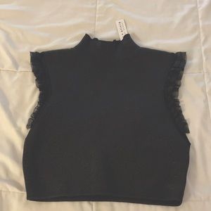 Alice + Olivia Black glitter knit top